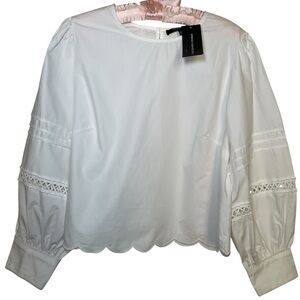 French Connection Women's Alissa Cotton Broiderie Long-Sleeve Top sz M